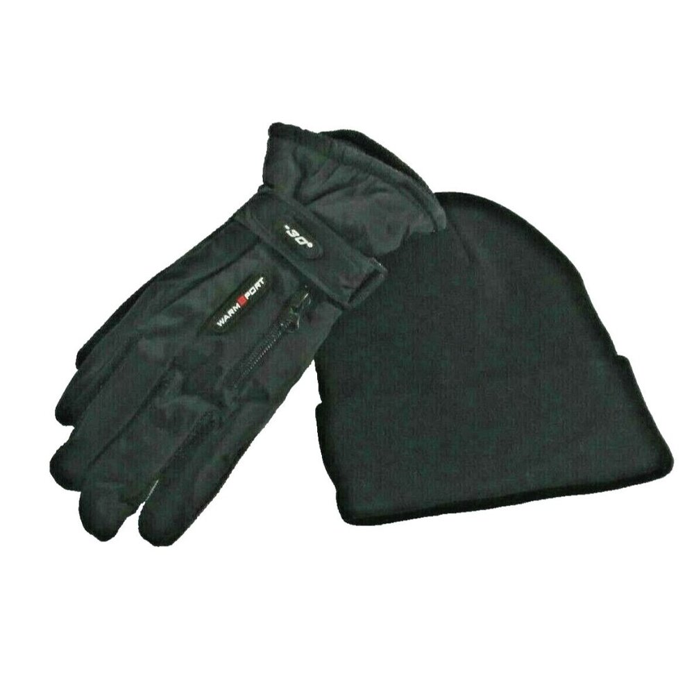 Sport Minus 30 Degrees Adult Size Large Full finger Gloves & Beanie Hat Cap NEW